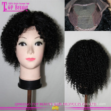 Peruca dianteira do cabelo humano de 100 peruca de curly kinky afro curto mongol do laço